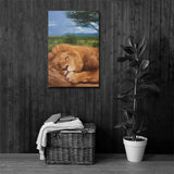 SLEEPING LION Painting Canvas Print 12x12 to 24x36
