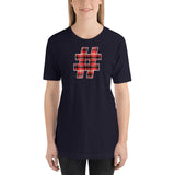 RED PLAID #HASHTAG Unisex Short-Sleeve T-Shirt - Size S-XL - 15 Colors