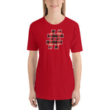 RED PLAID #HASHTAG Unisex Short-Sleeve T-Shirt - Size S-XL - 15 Colors
