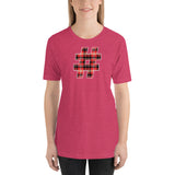 RED PLAID #HASHTAG Unisex Short-Sleeve T-Shirt - Size S-XL - 15 Colors