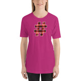 RED PLAID #HASHTAG Unisex Short-Sleeve T-Shirt - Size S-XL - 15 Colors