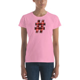 RED PLAID #HASHTAG Women's Classic Fit Short Sleeve T-Shirt - Size S-XL - 8 Colors