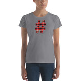 RED PLAID #HASHTAG Women's Classic Fit Short Sleeve T-Shirt - Size S-XL - 8 Colors
