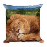 SLEEPING LION Reversible Decorative Throw Pillow 18"