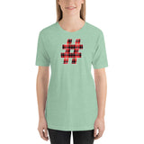 RED PLAID #HASHTAG Unisex Short-Sleeve T-Shirt - Size S-XL - 15 Colors