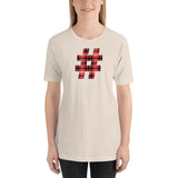 RED PLAID #HASHTAG Unisex Short-Sleeve T-Shirt - Size S-XL - 15 Colors