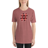 RED PLAID #HASHTAG Unisex Short-Sleeve T-Shirt - Size S-XL - 15 Colors