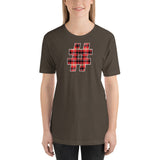 RED PLAID #HASHTAG Unisex Short-Sleeve T-Shirt - Size S-XL - 15 Colors