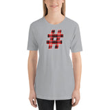 RED PLAID #HASHTAG Unisex Short-Sleeve T-Shirt - Size S-XL - 15 Colors
