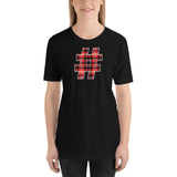 RED PLAID #HASHTAG Unisex Short-Sleeve T-Shirt - Size S-XL - 15 Colors