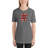 RED PLAID #HASHTAG Unisex Short-Sleeve T-Shirt - Size S-XL - 15 Colors