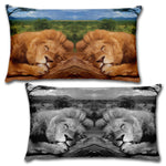 SLEEPING LION Reversible Decorative Throw Pillow 20"x12"