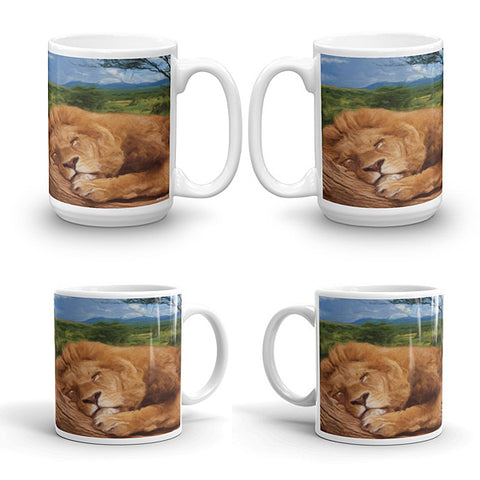 SLEEPING LION Double-Sided Coffee Mug Tea Cup 11oz & 15oz