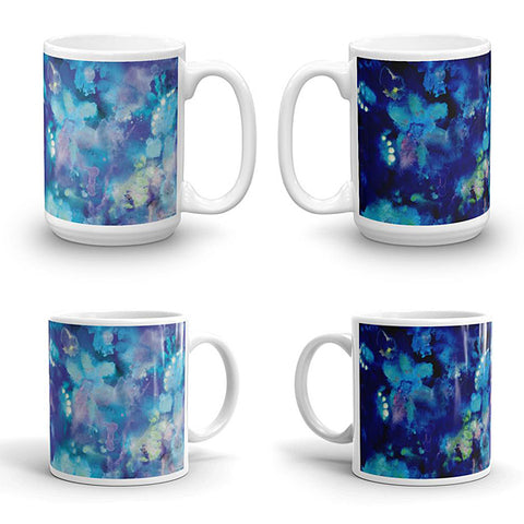 ABSTRACT BLUE 1 - Double-Sided Coffee Mug Tea Cup 11oz & 15oz