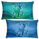 ELEPHANTES Reversible Decorative Throw Pillow 20"x12"