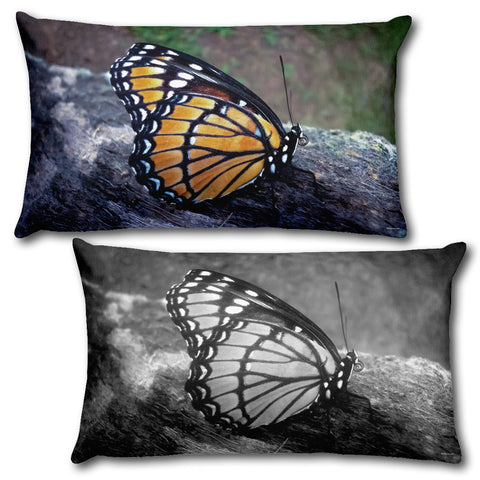 BUTTERFLY - Reversible Decorative Throw Pillow 20"x12"