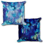 ABSTRACT BLUE 1 - Reversible Decorative Throw Pillow 18"