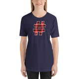 RED PLAID #HASHTAG Unisex Short-Sleeve T-Shirt - Size S-XL - 15 Colors