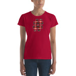 RED PLAID #HASHTAG Women's Classic Fit Short Sleeve T-Shirt - Size S-XL - 8 Colors