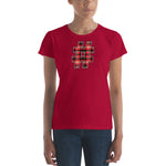 RED PLAID #HASHTAG Women's Classic Fit Short Sleeve T-Shirt - Size S-XL - 8 Colors