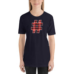 RED PLAID #HASHTAG Unisex Short-Sleeve T-Shirt - Size S-XL - 15 Colors
