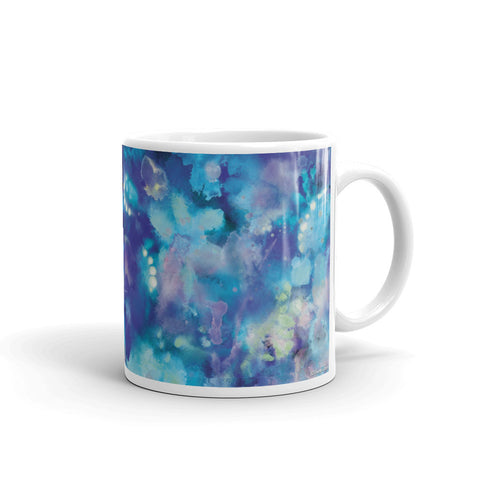ABSTRACT BLUE 1 - Double-Sided Coffee Mug Tea Cup 11oz & 15oz