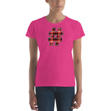 RED PLAID #HASHTAG Women's Classic Fit Short Sleeve T-Shirt - Size S-XL - 8 Colors