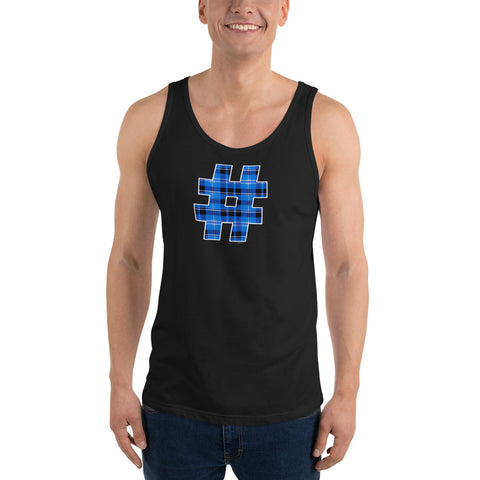 BLUE PLAID #HASHTAG Men's Tank Top - Size XS-XL - 6 Colors
