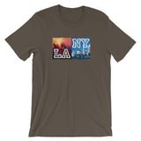 LA TO NEW YORK Unisex Short Sleeve T-Shirt - Size XS-XL - 10 Colors