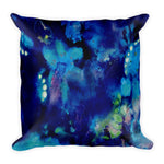 ABSTRACT BLUE 1 - Reversible Decorative Throw Pillow 18"