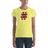 RED PLAID #HASHTAG Women's Classic Fit Short Sleeve T-Shirt - Size S-XL - 8 Colors