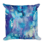 ABSTRACT BLUE 1 - Reversible Decorative Throw Pillow 18"