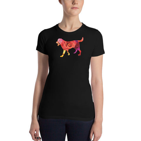 LABRADOR ROSE DOG Women’s Slim Fit Short Sleeve T-Shirt - Size S-XL - 3 Colors