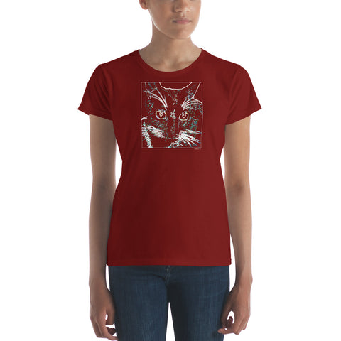 GLOWING CAT Women's Classic Fit Short-Sleeve T-Shirt - Size S-XL - 6 Colors