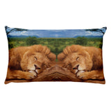 SLEEPING LION Reversible Decorative Throw Pillow 20"x12"