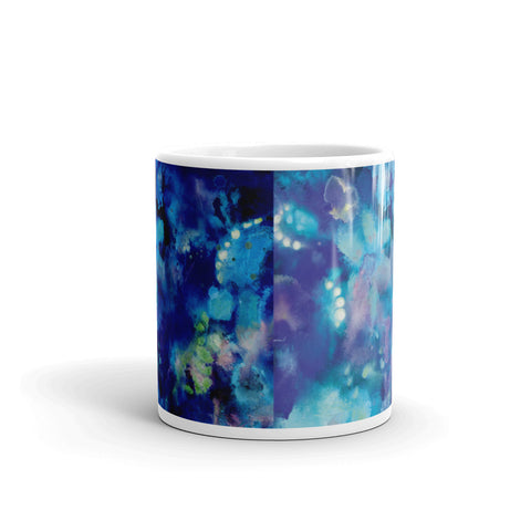 ABSTRACT BLUE 1 - Double-Sided Coffee Mug Tea Cup 11oz & 15oz